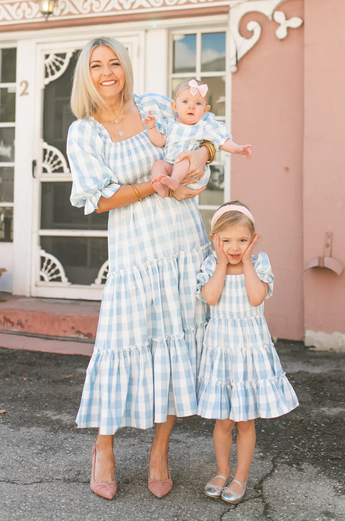 Beautiful blue gingham Easter dresses for moms and babies. | The Dating Divas