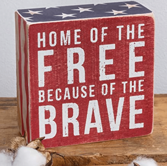 This patriotic decor list starts with a cute box sign that you'll love! | The Dating Divas 