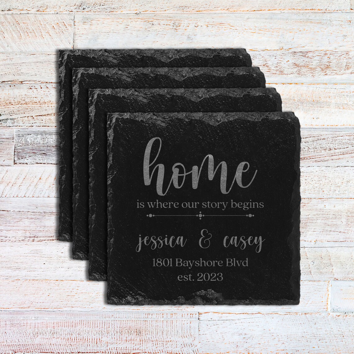 Customized coasters make sentimental and practical congratulations gifts. | The Dating Divas