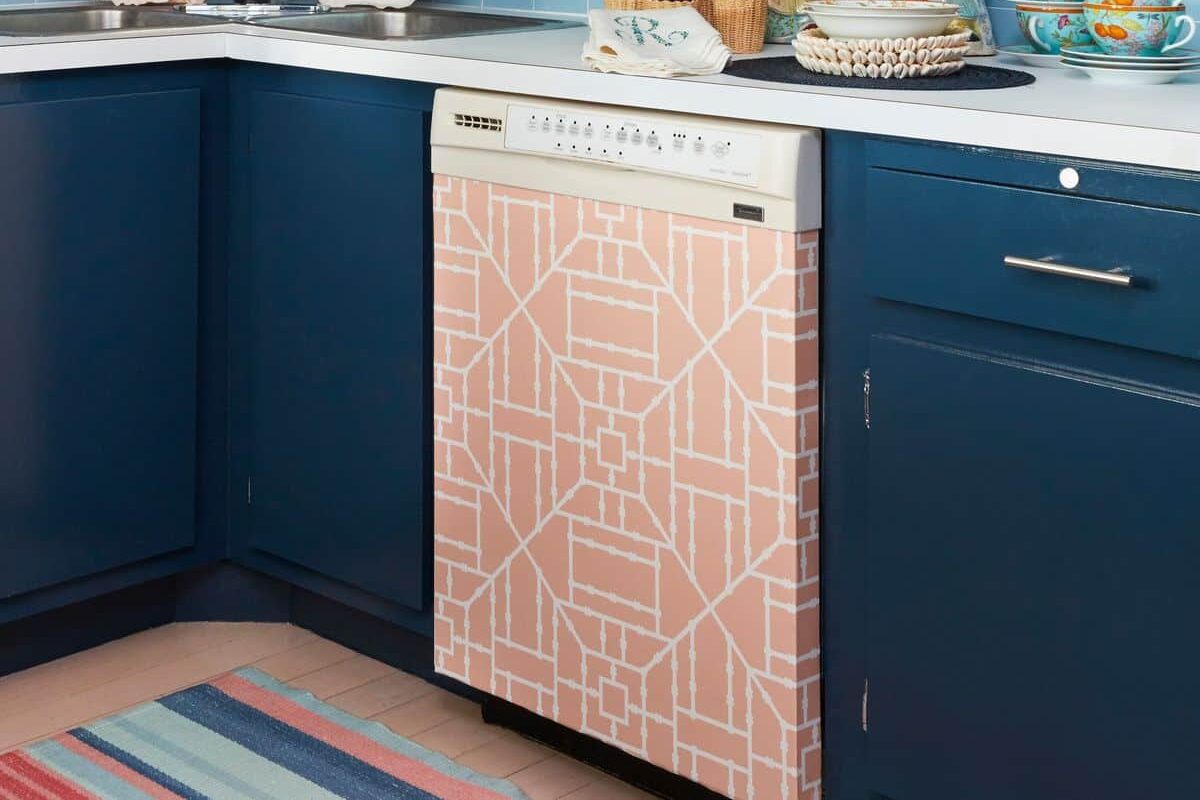 Do you need cute decoration ideas? Make a bold statement by covering your old appliances in vinyl wallpaper. | The Dating Divas