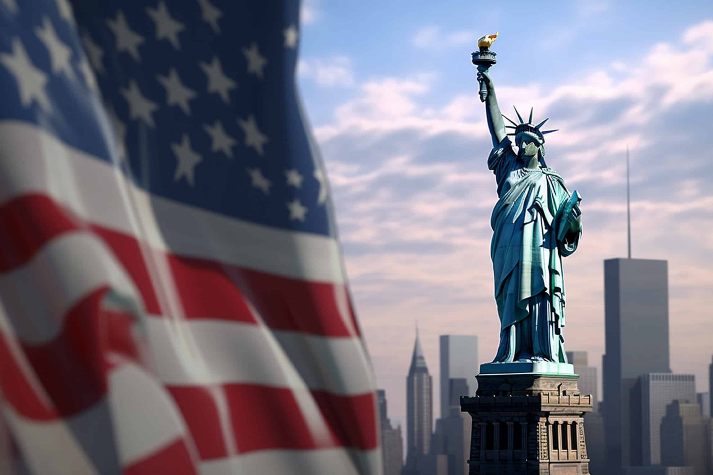 The Statue of Liberty and our American flag are symbols of our freedom in America. Read more about it in our huge list of 4th of July quotes! | The Dating Divas