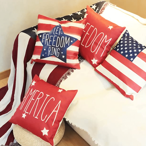 Pillow covers are a great way to switch up your patriotic decor. | The Dating Divas