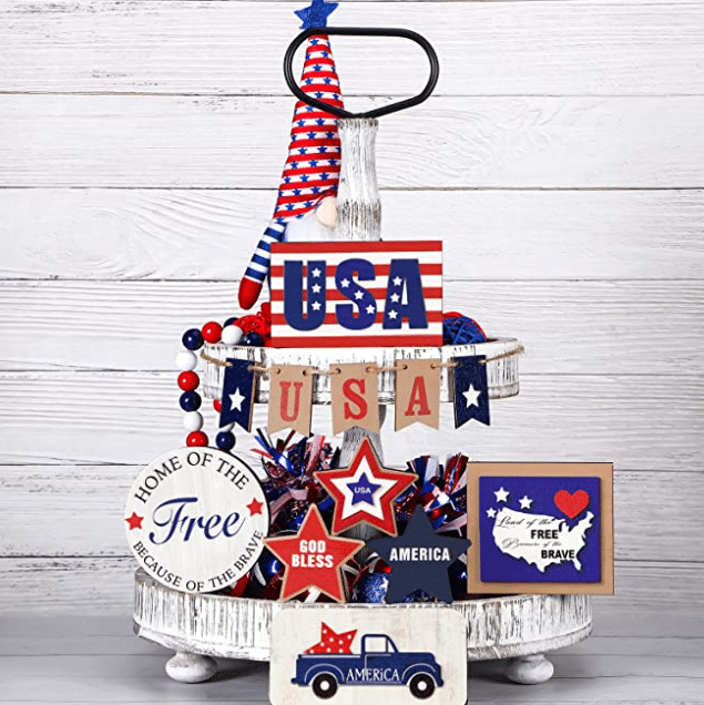 You need this patriotic decor for your tiered trays! | The Dating Divas 