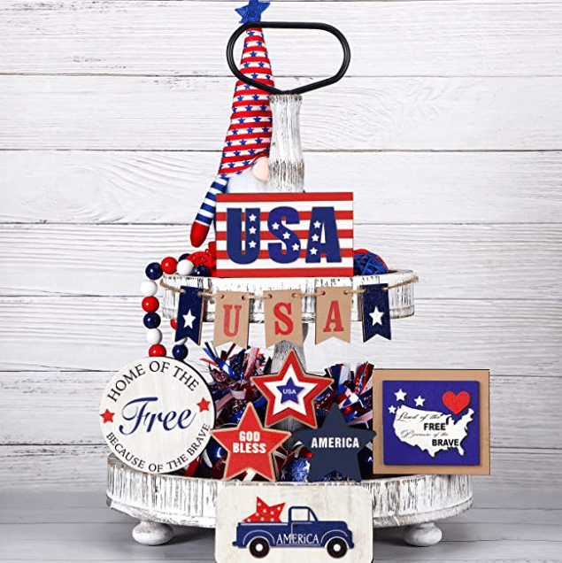 You need this patriotic decor for your tiered trays! | The Dating Divas
