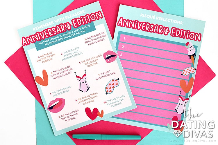 These sexy anniversary tradition printables can help you reflect on all the spicy times you enjoyed together! | The Dating Divas