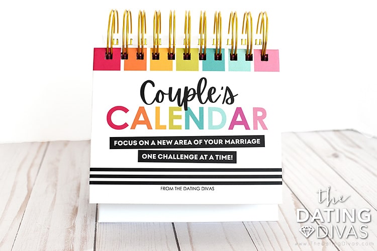Desktop couple's calendar with 12 marriage challenges. | The Dating Divas