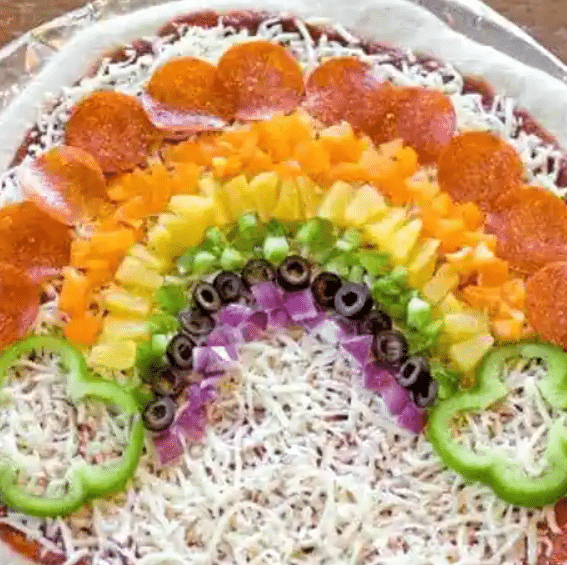 Rainbow pizza isn't a traditional St. Patrick's Day food, but your kids will love it. | The Dating Divas 