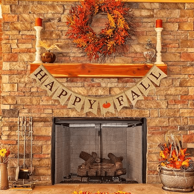 This burlap banner will make the perfect fall decor for your mantel! | The Dating Divas 