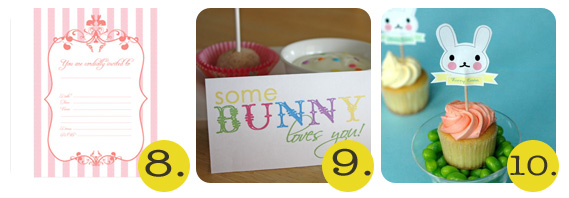 easter printables including bunny cupcake