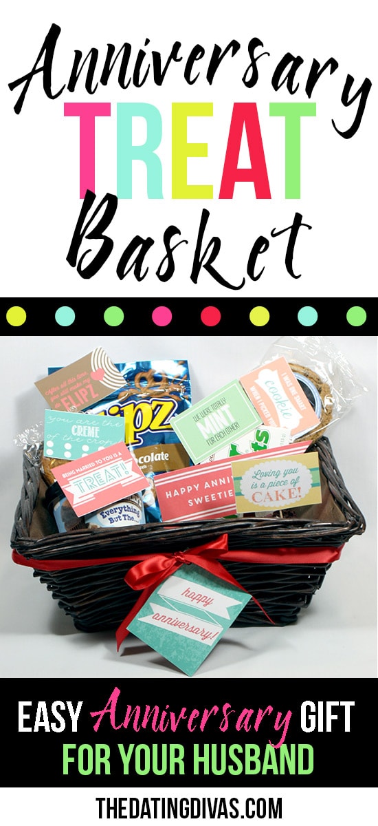 Fun Anniversary Gift Basket- with free printable love notes!