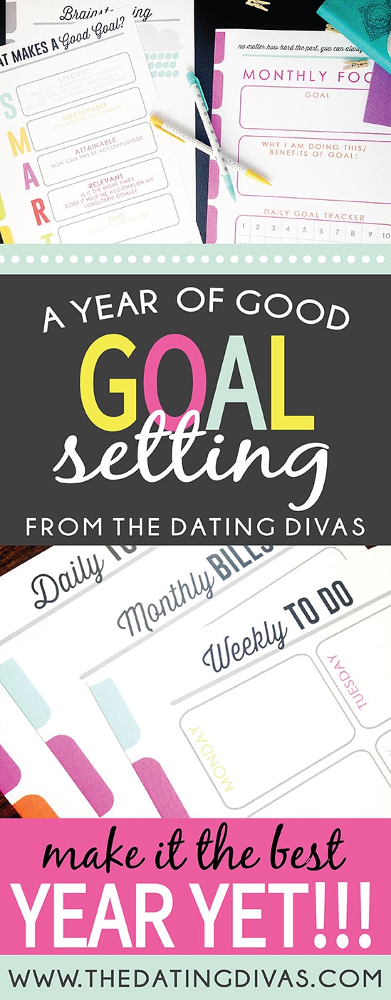 New Year Goals Printable pack! These are some awesome ideas to make this year rock from www.thedatingdivas.com #TheDatingDivas