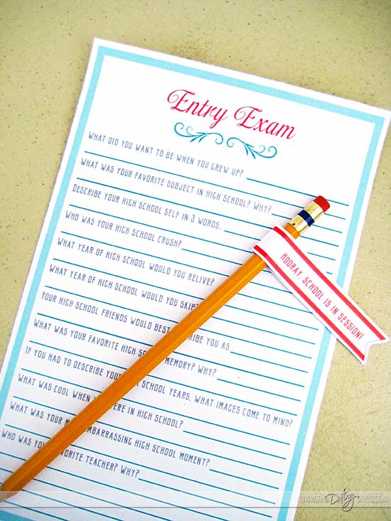 Back to School Party Couples Quiz Printables