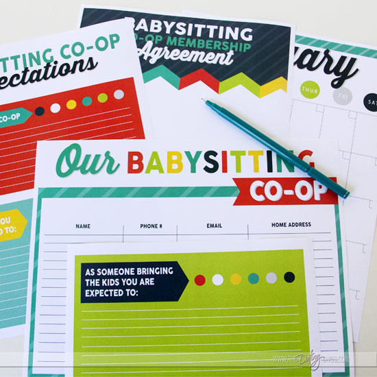 Babysitting co-op blank printables