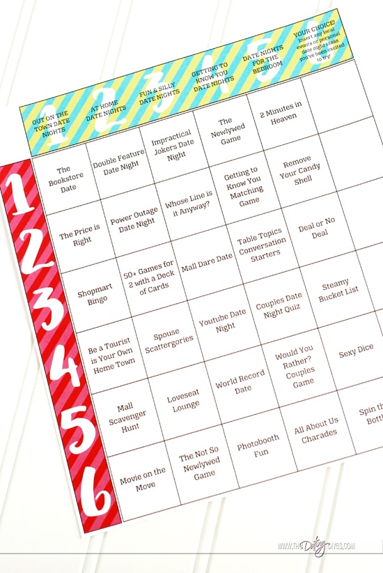 Date Night Dice Date Night Ideas Grid