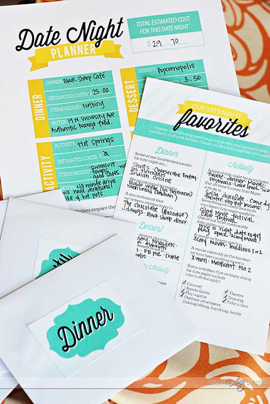 Couples Date Night Idea Exchange Printables 