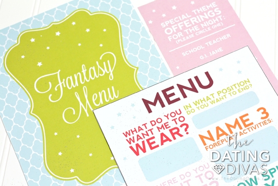 A printable menu of fantasy options.