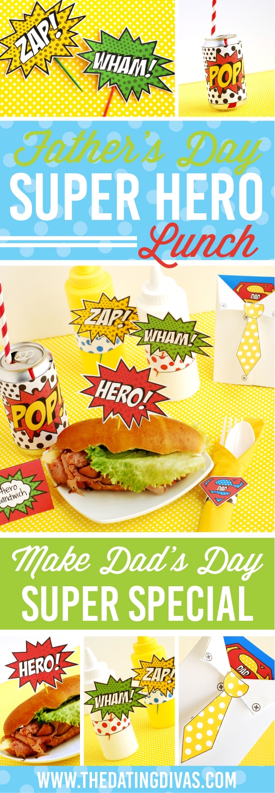 These Father's Day superhero party printables are the cutest things! The superhero Father's Day card is my favorite part! #FathersDay #TheDatingDivas #SuperheroParty #SuperheroPrintables