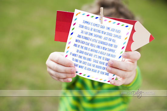 Printable Clue Cards for a Back to School Scavenger Hunt in Search of New School Supplies