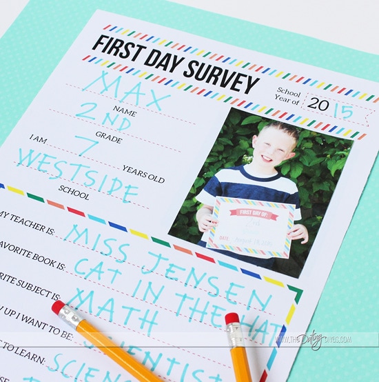 First Day Survey Back to School Ideas