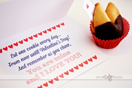 Free printable card for Valentine Fortune Cookie Countdown