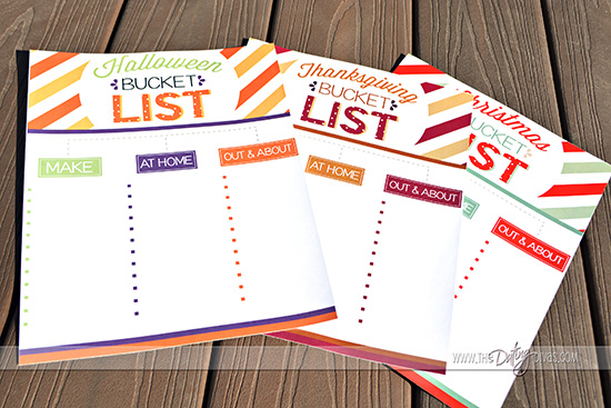 Free Printable Holiday Bucket Lists for Halloween, Thanksgiving, and Christmas!