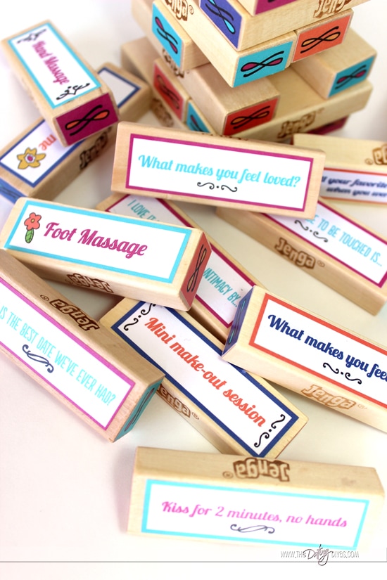 Make your own sexy Jenga game using these easy printables. | The Dating Divas