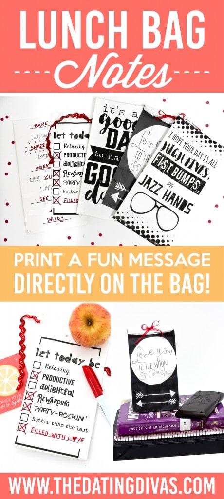 Printable lunch bag notes.