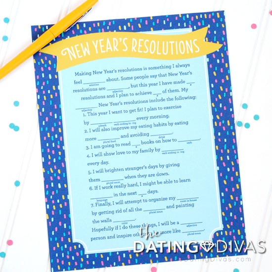 New Year's Eve Resolution Mad Libs