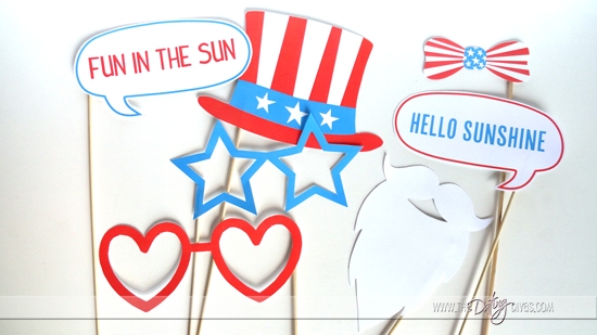 Patriotic Summer Photo Booth Props Printable