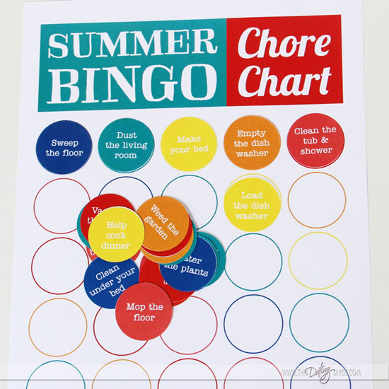 Printable Summer Bingo Chore Chart