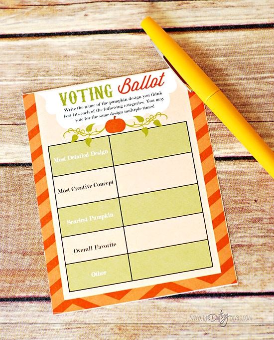 Pumpkin Decorating Party Award Ballot Printable