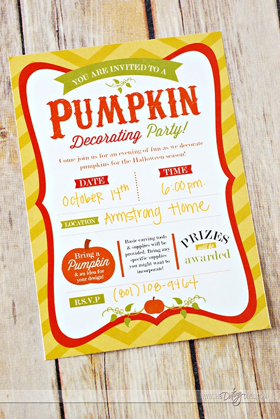 Pumpkin Decorating Party Invitations