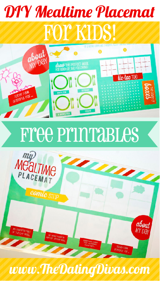 DIY mealtime placemat for kids with free printables