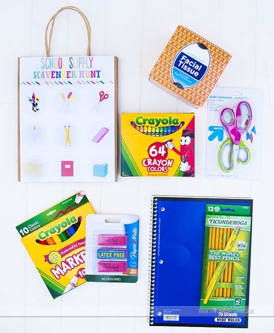 School Supply Scavenger Hunt Supplies