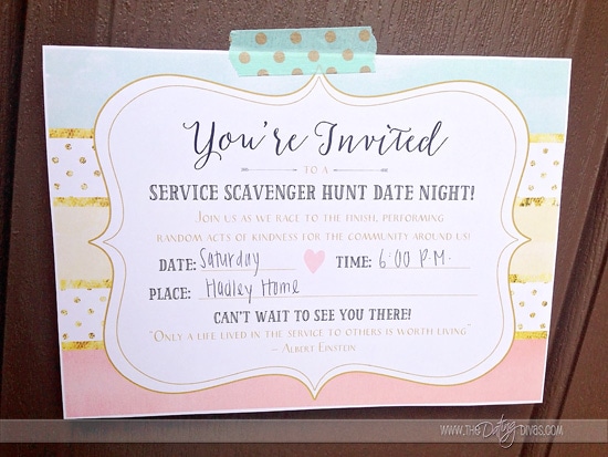 Service Scavenger Hunt dinner idea for two serving others dinner | The Dating Divas