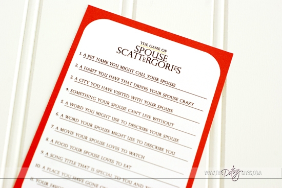 Spouse Scattergories Game Questions