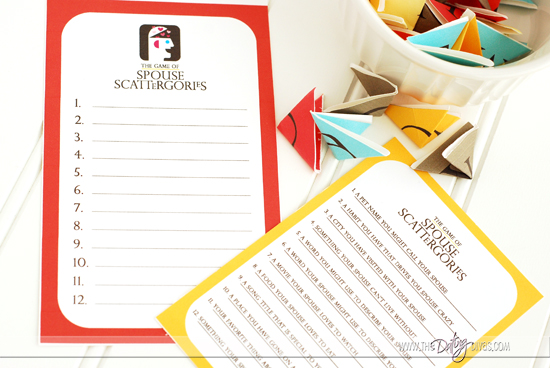 Spouse Scattergories Game