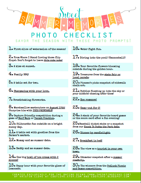 Summer Memories Photography Bucket List