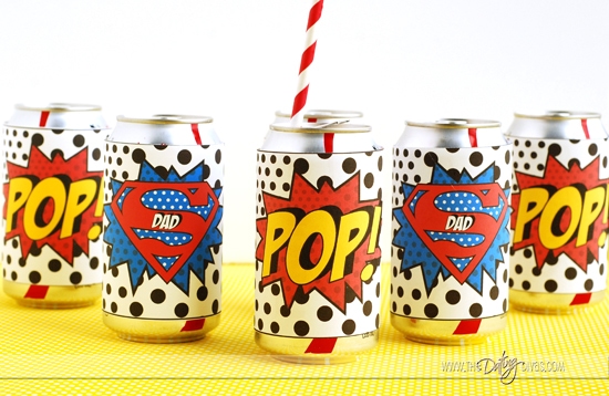 Father's Day Superhero Party Soda Covers