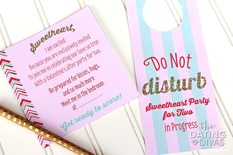 Sweetheart Bedroom Party Invite and Door Hanger