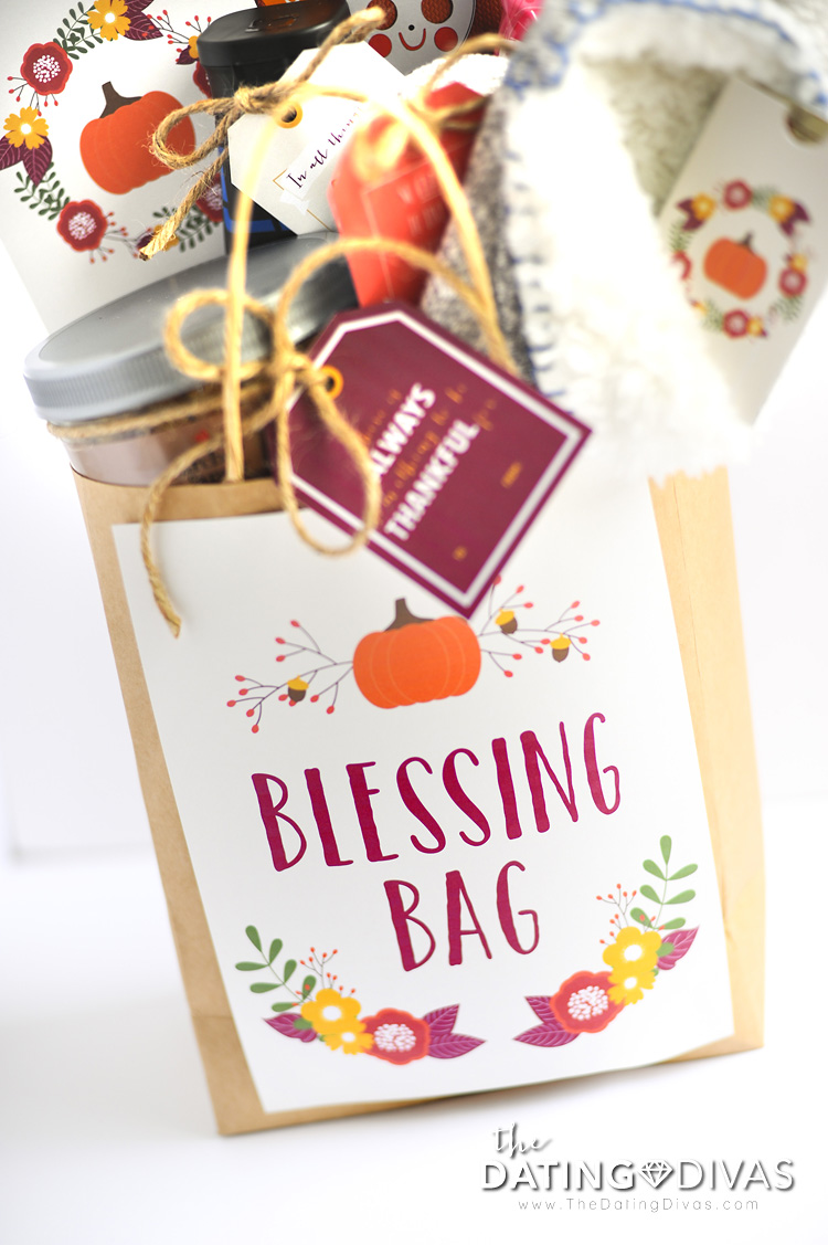 Free Printables to make a Thanksgiving Blessing Bag for a friend or family in need!