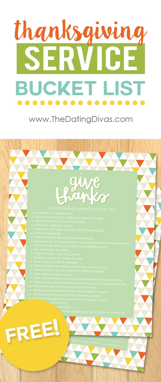 Free Printable Thanksgiving Service Bucket List