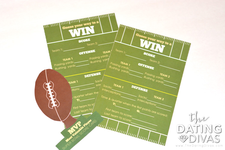 Adorable score card and award for the PERFECT super bowl date!