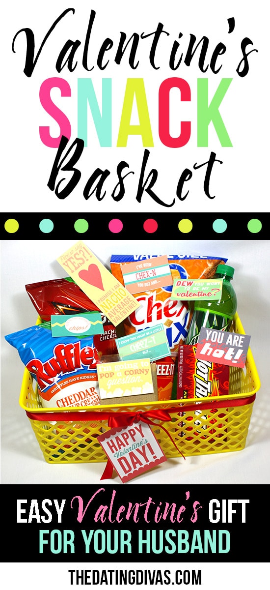 Cute Valentine's Snack Gift Basket for Hubby