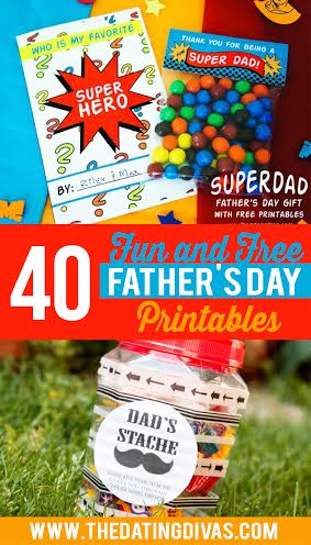 These free Fathers Day DIY ideas include printables like Father's Day cards, a Father's Day printable questionnaire, and lots of Father's Day printables for kids! #FathersDay #TheDatingDivas #FathersDayDIY #FathersDayPrintables #FreePrintables