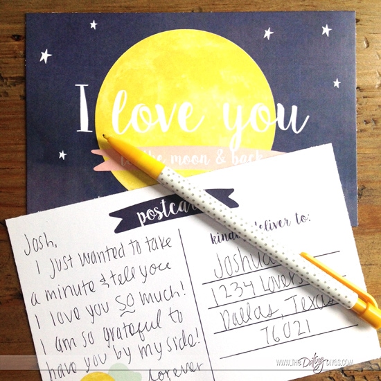 I love you to the moon and back love note.