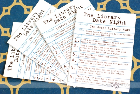 Library Date Night Task Card Choices